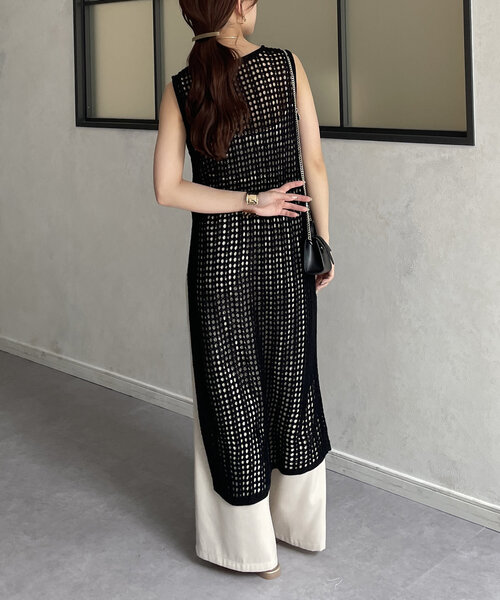 「Thevon」 ニットワンピース FREE ベージュ レディース_画像4