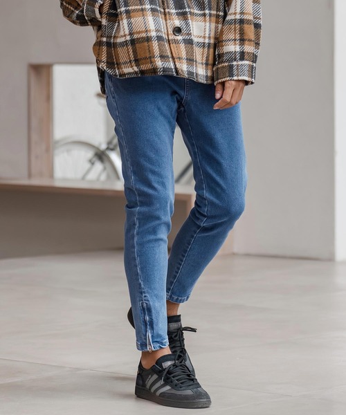 CAMBIO（カンビオ） ジーンズ mp14291-裾ZIPデニムテーパードパンツ