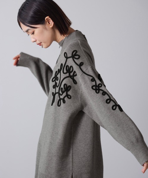 Bou Jeloud ブージュルード カシミヤ シンプルモード チュニックニット Bou Jeloud（ブージュルード） チュニック メッシュレイヤードセット