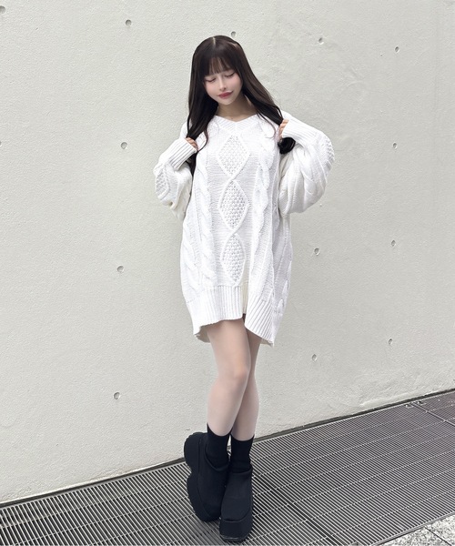 OTOHA２WAYバックライン　ニットワンピース　アイボリー one way（ワンウェイ） ワンピース バックリボンニットワンピース