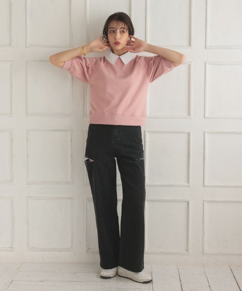 「DONOBAN」 スウェットカットソー F ピンク レディース_画像8