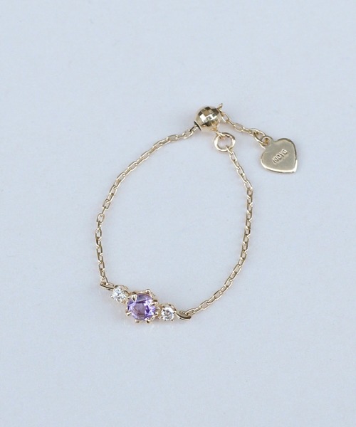 NOIR DE POUPEE（ノワールドプーペ） 指輪 リング K10 誕生石チェーン