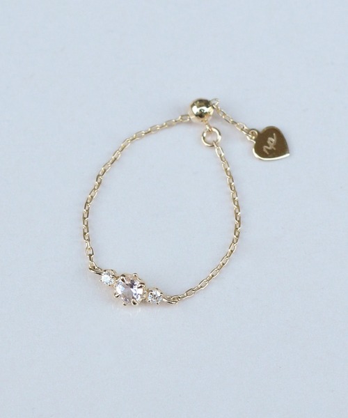 NOIR DE POUPEE（ノワールドプーペ） 指輪 リング K10 誕生石チェーン