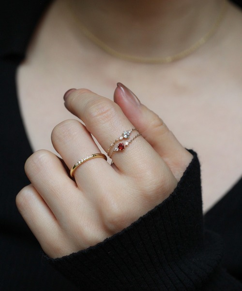 ノワールドプーペ　k10 リング NOIR DE POUPEE（ノワールドプーペ） 指輪 リング K10 誕生石チェーン