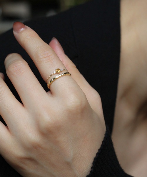 NOIR DE POUPEE（ノワールドプーペ） 指輪 リング K10 誕生石チェーン