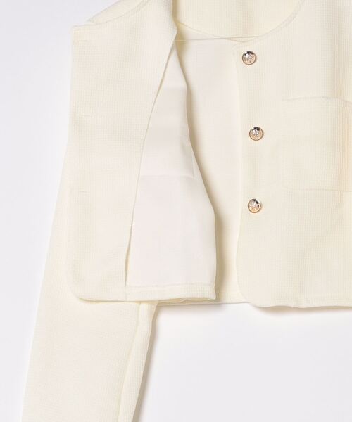 「おしゃれスタ」 ノーカラージャケット M ホワイト レディース_画像3