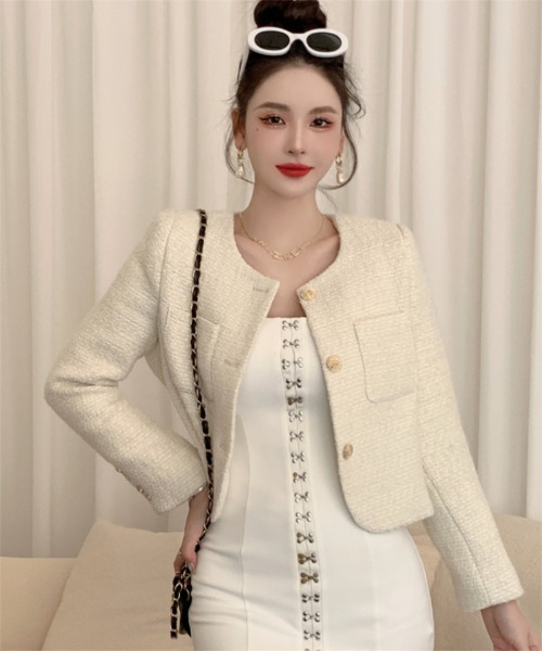 「おしゃれスタ」 ノーカラージャケット M ホワイト レディース_画像6