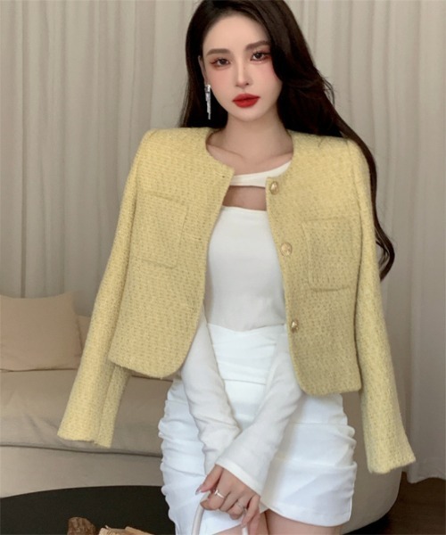 「おしゃれスタ」 ノーカラージャケット M ホワイト レディース_画像7