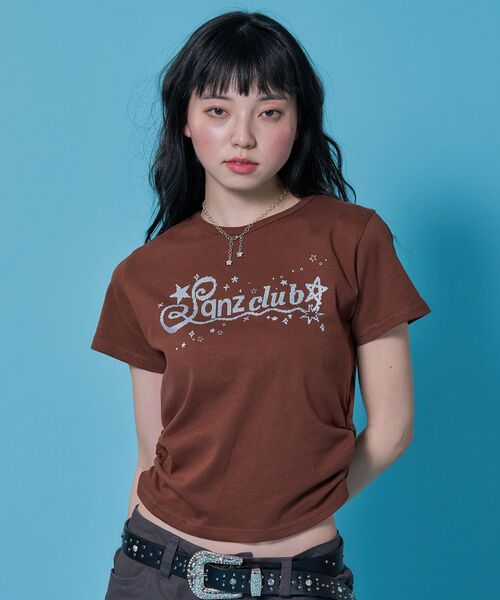 SEQUENZE tシャツ 半袖 WEB限定 / サイドシャーリング レディースラメ