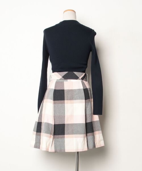 「BLUE LABEL CRESTBRIDGE」 チェック柄ドッキングワンピース 36 ネイビー レディース_画像2