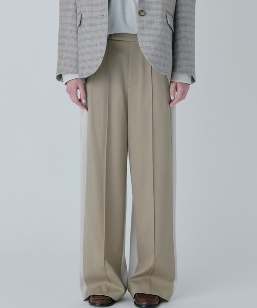 ワイドパンツ パンツ コントラストパネルトラウザー / Contrast Panel Trousers レディースの画像