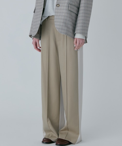 ワイドパンツ パンツ コントラストパネルトラウザー / Contrast Panel Trousers レディースの画像