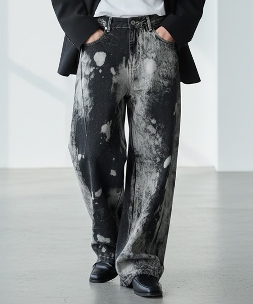 Theater code ジーンズ Bleach-washed Wide-leg Denim Pants