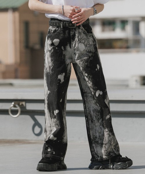 Theater code ジーンズ Bleach-washed Wide-leg Denim Pants