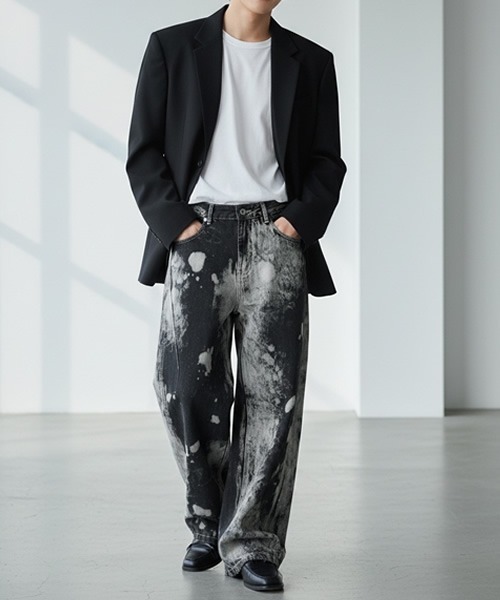 Theater code ジーンズ Bleach-washed Wide-leg Denim Pants