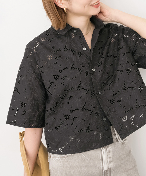 TICCA ブラック レース トップス 半袖 TICCA / ティッカ 別注レース半袖シャツ*（シャツ/ブラウス）｜Spick