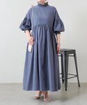 ワンピース モックネックシャーリングワンピースの詳細画像1