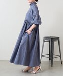 ワンピース モックネックシャーリングワンピースの詳細画像2