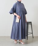 ワンピース モックネックシャーリングワンピースの詳細画像4