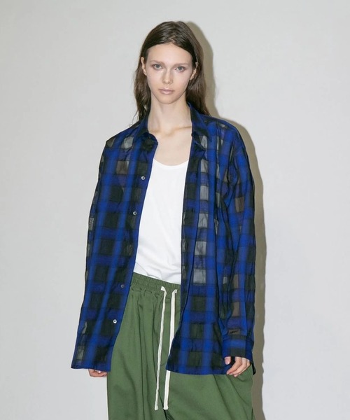 シャツ 「my beautiful landlet」 SIZZLE CHECK/CALVIA STRIPE OVERSIZE SHIRT_5