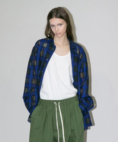 シャツ 「my beautiful landlet」 SIZZLE CHECK/CALVIA STRIPE OVERSIZE SHIRT_11