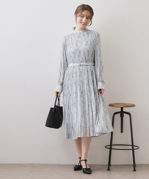 index（インデックス） ワンピース ベルト付きプリーツフレア