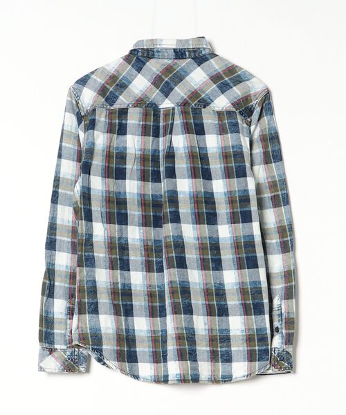 「BILLABONG」 チェック柄長袖シャツ M ブルー メンズ_画像2