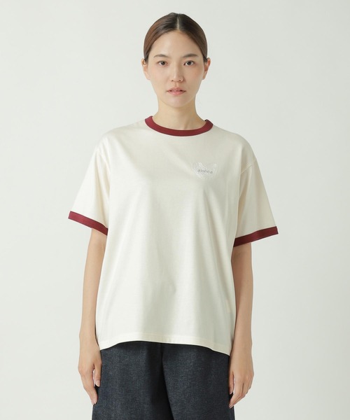 ズッカ  ロゴ刺繍Tシャツ ZUCCa（ズッカ） tシャツ HEART LOGO RINGER T レディース : ZOZOTOWN