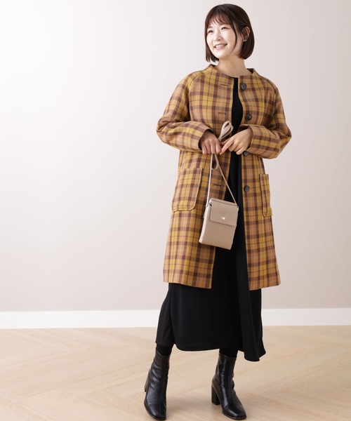 「BELLUNA PLUS」 ノーカラーコート MEDIUM ブルー レディース_画像7