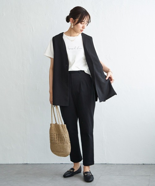 【新品・未使用diagram】ベストジレ ikka（イッカ） ベスト ジレ ノーカラーサイドベルトジレ レディース