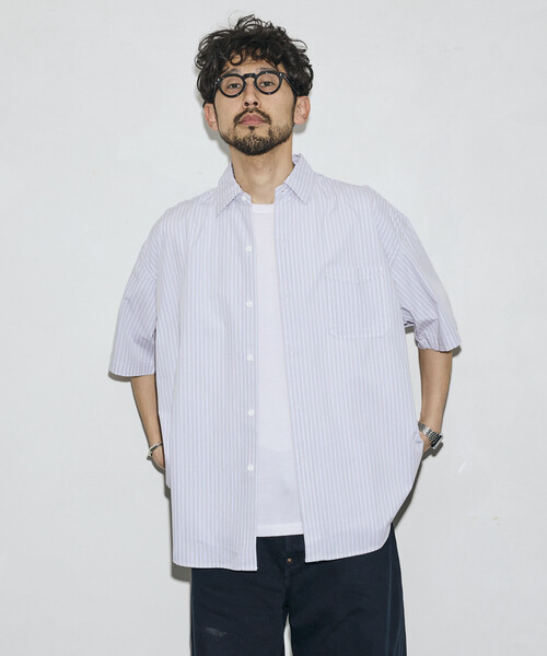 HINSON シャツ 半袖 HINSON/ヒンソン リラックスフィット ブロード