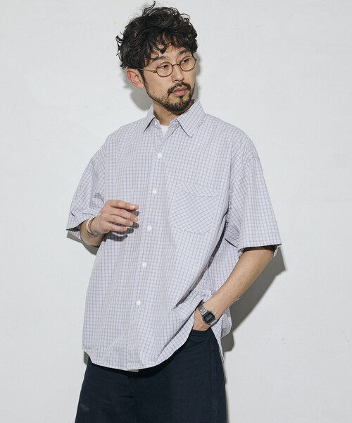 HINSON シャツ 半袖 HINSON/ヒンソン リラックスフィット ブロード