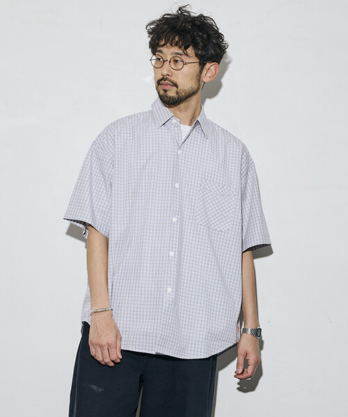 HINSON シャツ 半袖 HINSON/ヒンソン リラックスフィット ブロード