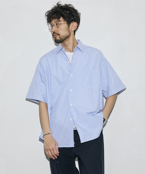 HINSON シャツ 半袖 HINSON/ヒンソン リラックスフィット ブロード