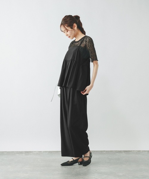 ワイドパンツ パンツ さらさらリラックスキャミ＊パンツSET/636257 レディースの画像