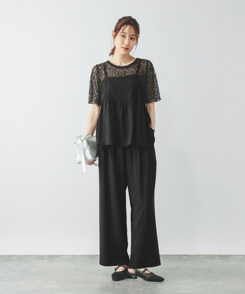 ワイドパンツ パンツ さらさらリラックスキャミ＊パンツSET/636257 レディースの画像