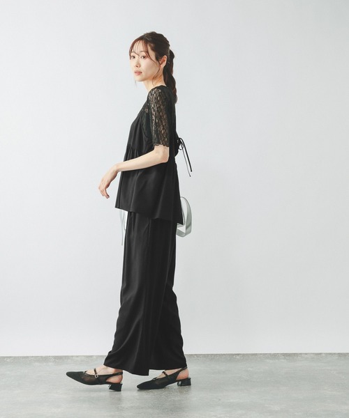 ワイドパンツ パンツ さらさらリラックスキャミ＊パンツSET/636257 レディースの画像