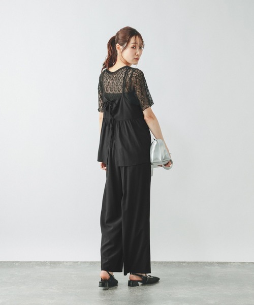 ワイドパンツ パンツ さらさらリラックスキャミ＊パンツSET/636257 レディースの画像