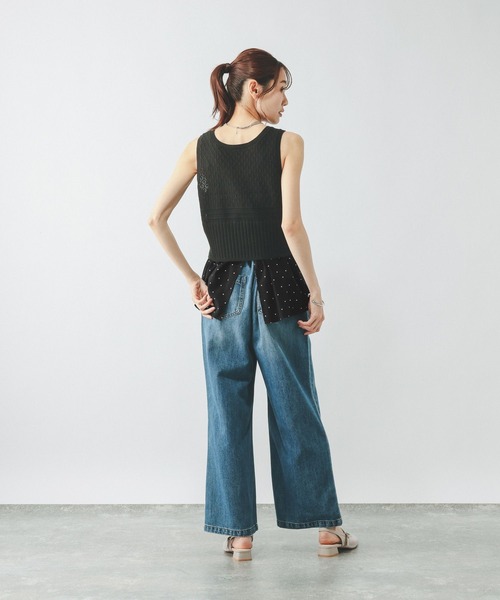 ワイドパンツ パンツ さらさらリラックスキャミ＊パンツSET/636257 レディースの画像