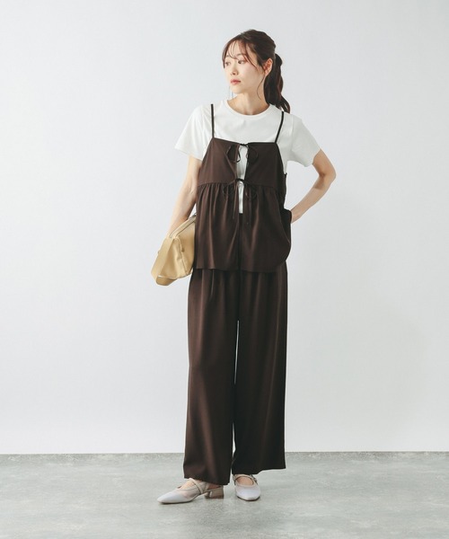 ワイドパンツ パンツ さらさらリラックスキャミ＊パンツSET/636257 レディースの画像