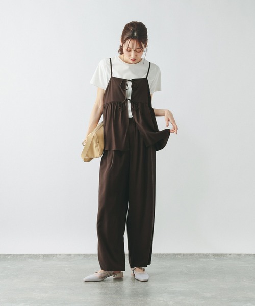 ワイドパンツ パンツ さらさらリラックスキャミ＊パンツSET/636257 レディースの画像