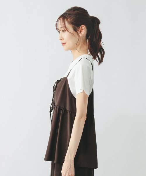 ワイドパンツ パンツ さらさらリラックスキャミ＊パンツSET/636257 レディースの画像