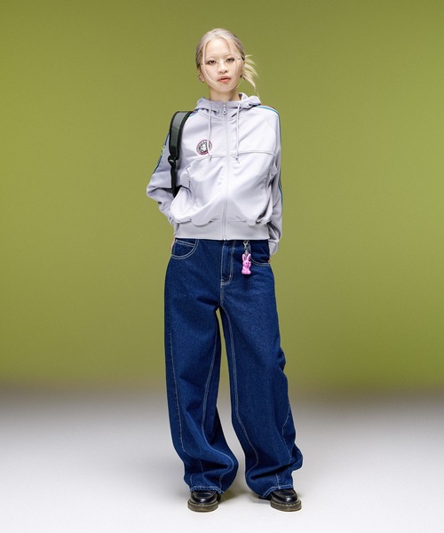 X-girl（エックスガール） パーカー LOGO PATCHED ZIP UP JERSEY