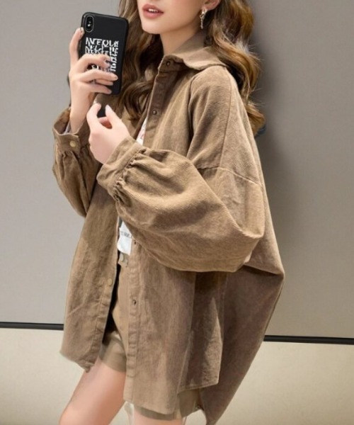 「cammie」 7分袖ブラウス L パープル レディース_画像4