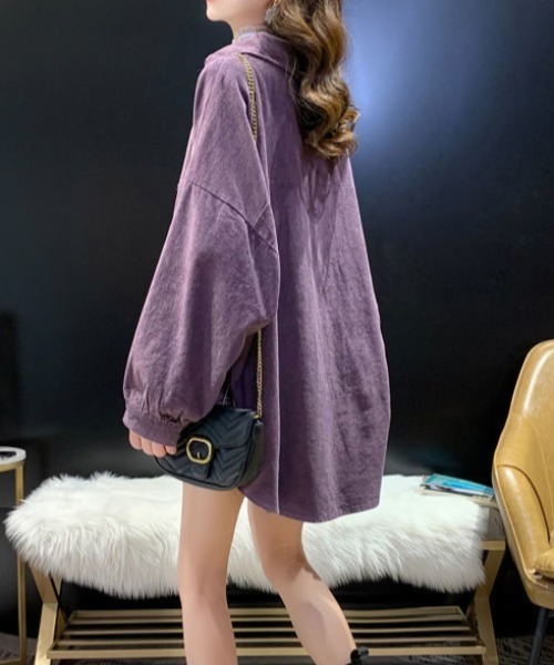 「cammie」 7分袖ブラウス L パープル レディース_画像5