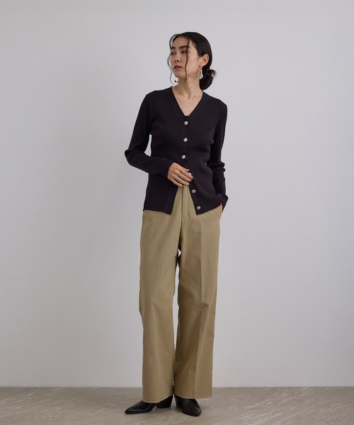 SALON adam et rope'コットンライクスタイルアップ ワイドパンツ SALON adam et rope'（サロン アダム エ ロペ） ワイドパンツ