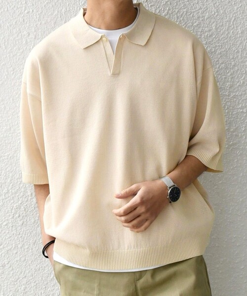 SHIPS any 「SHIPS any」 半袖ポロシャツ LARGE ブラック メンズ