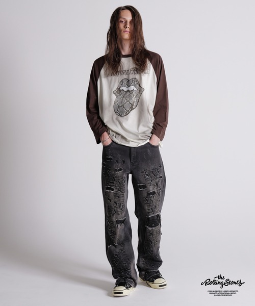 GRANCY×The Rolling Stonesリップ＆タン ラグランTシャツ GRANCY tシャツ 「GRANCY×The Rolling Stones」Lips and Tongue Raglan