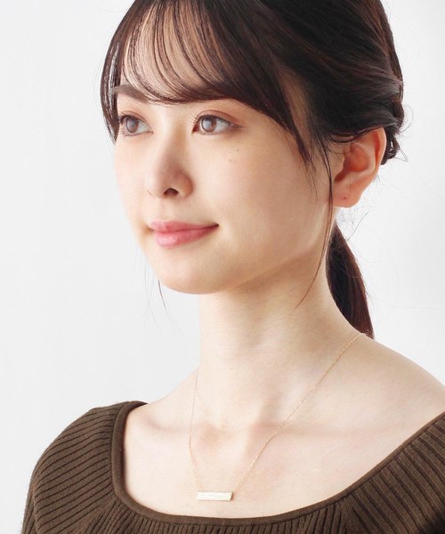 ネックレス K10打ち目長角プレート ネックレス レディースの画像