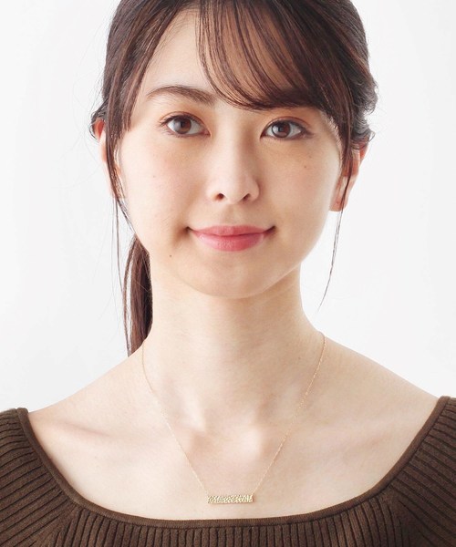 ネックレス K10打ち目長角プレート ネックレス レディースの画像
